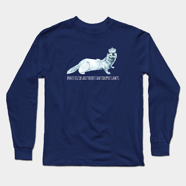 Mink with a crown in Blue Long Sleeve T-Shirt by belettelepink